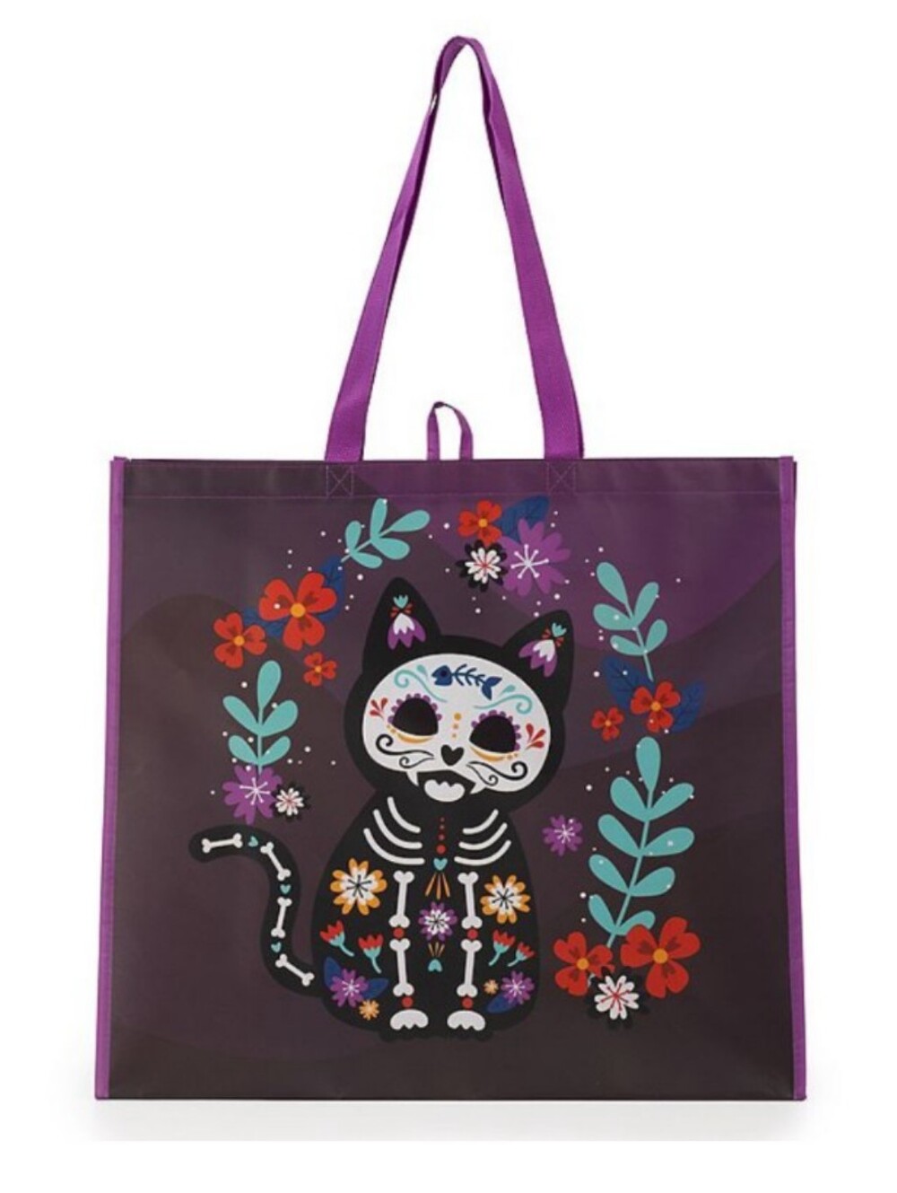 Day of the Dead XL Reusable Tote Bag NWOT Sugar Skull Cat